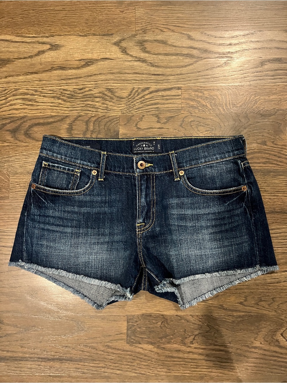 Lucky Brand Blue Frayed Hem Denim Malibu Shorts